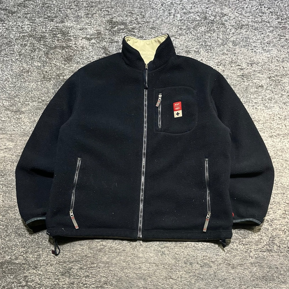 Vintage Y2K Abercrombie &‎ Fitch Reversible Fleece Jacket Mens XL Utility Gorp